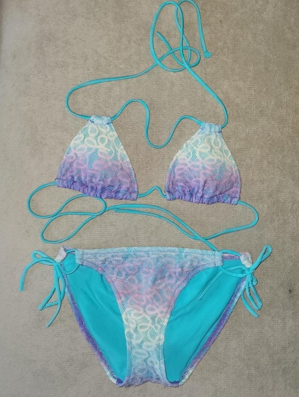 Mermaid Turquoise & Pastel Ombre Tie Bikini